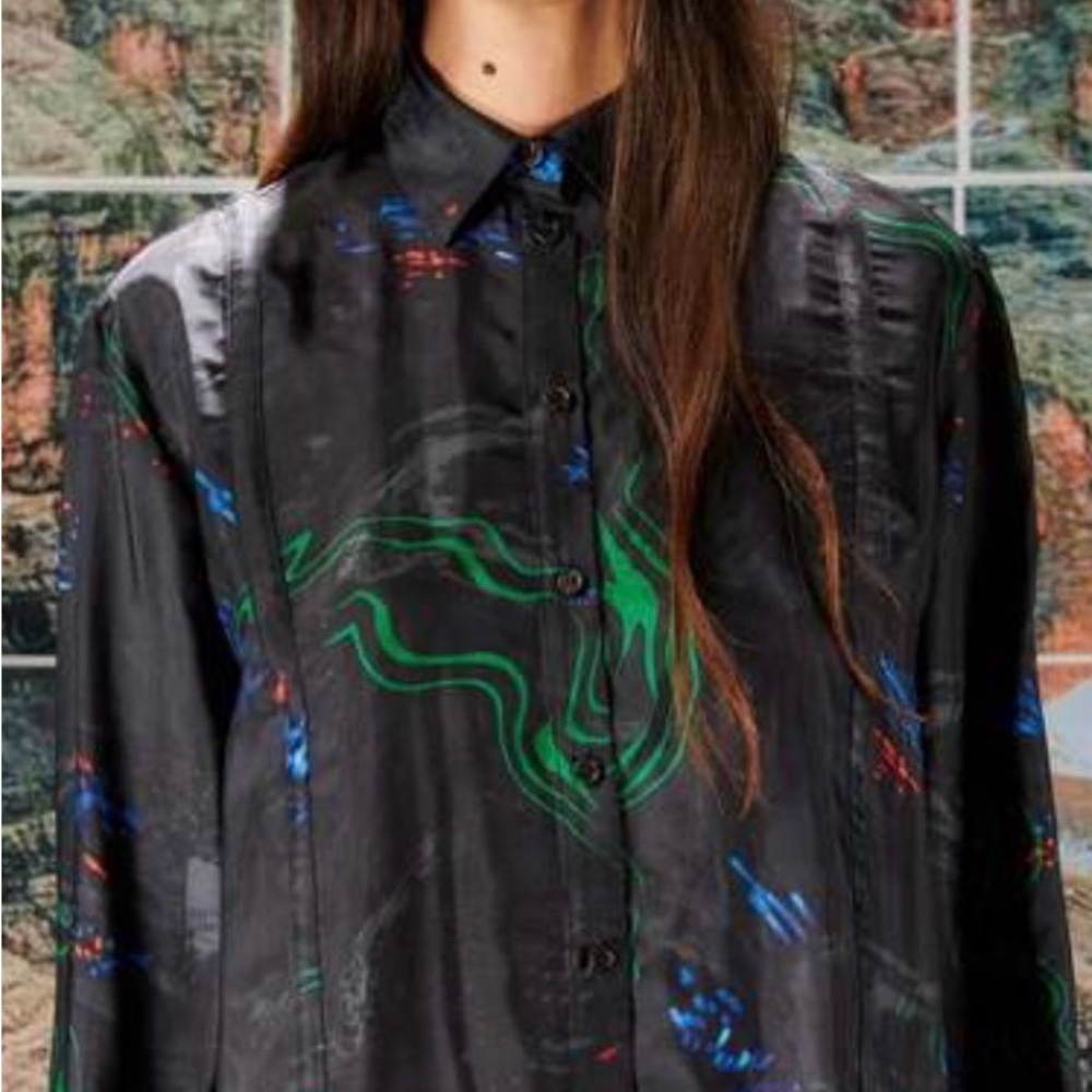 Black and Green Women's Button Down Shirt